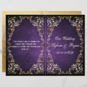 Rustic Regal Ornamental Purple And Gold Wedding (Front/Back)
