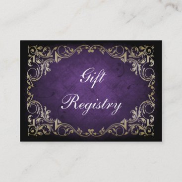 Rustic Regal Ornamental Purple And Gold Wedding Business Card