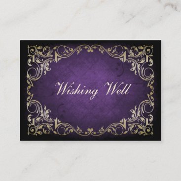 Rustic Regal Ornamental Purple And Gold Wedding Enclosure Card