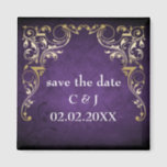 Rustic Regal Ornamental Purple And Gold Wedding Magnet<br><div class="desc">Rustic Regal Ornamental Purple And Gold Wedding Design</div>