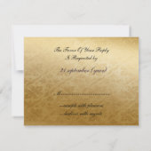 Rustic Regal Ornamental Purple And Gold Wedding RSVP Card (Back)