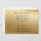 Rustic Regal Ornamental Purple And Gold Wedding Save The Date (Back)