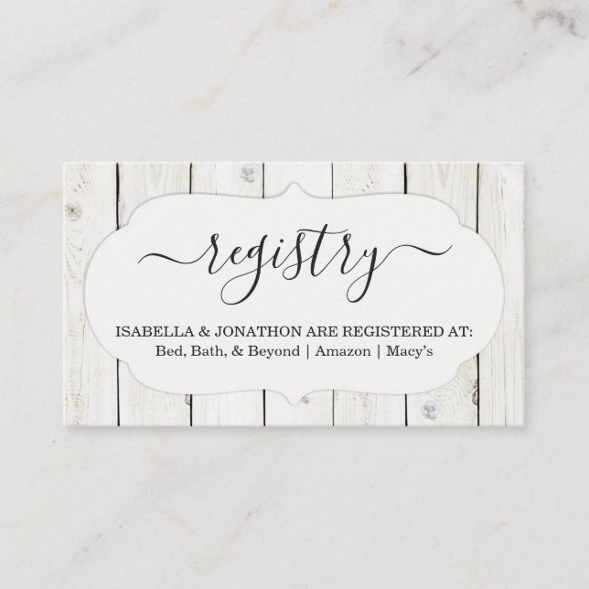 Rustic Registry Insert / Enclosure for Invitation (Front)