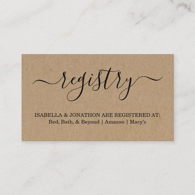 Rustic Registry Insert / Enclosure for Invitation (Front)