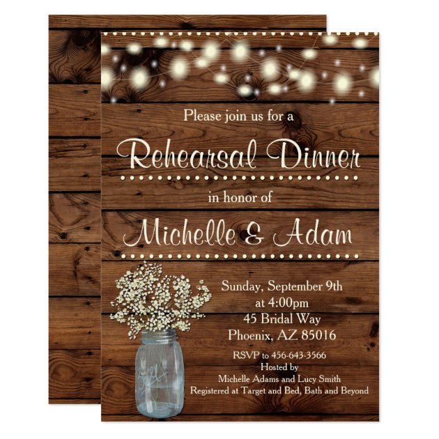 Rustic Rehearsal Dinner Invitation, Rehearsal Card