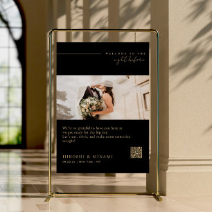 Rustic Rehearsal Dinner Welcome Sign With QR Code