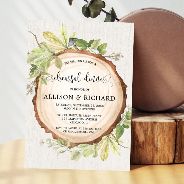 Rustic rehearsal dinner woodland forest invitation (Creator Uploaded)