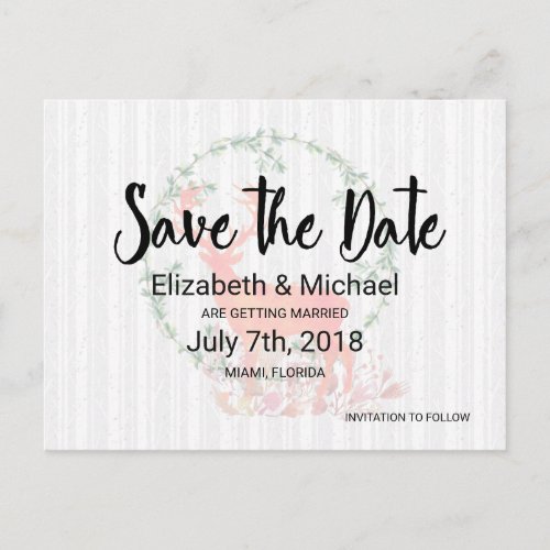 Rustic Reindeer and Birch Trees Wedding STD Announcement Postcard