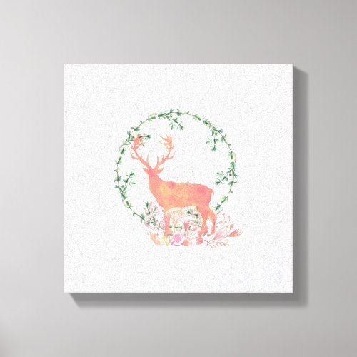 Rustic Reindeer Boho Watercolor Canvas Print