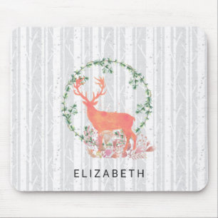 Rustic Reindeer Boho Watercolor Custom Mouse Pad