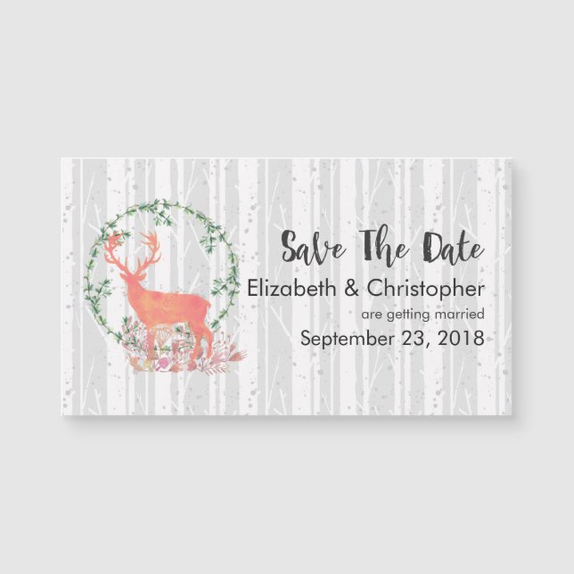 Rustic Reindeer Boho Watercolor Save The Date (Front)