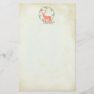 Rustic Reindeer Boho Watercolor Stationery