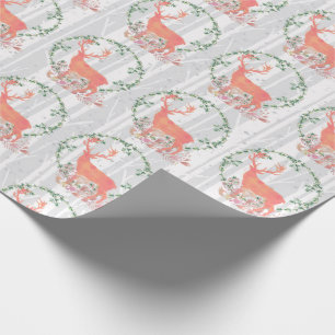Rustic Reindeer Boho Watercolor Wrapping Paper