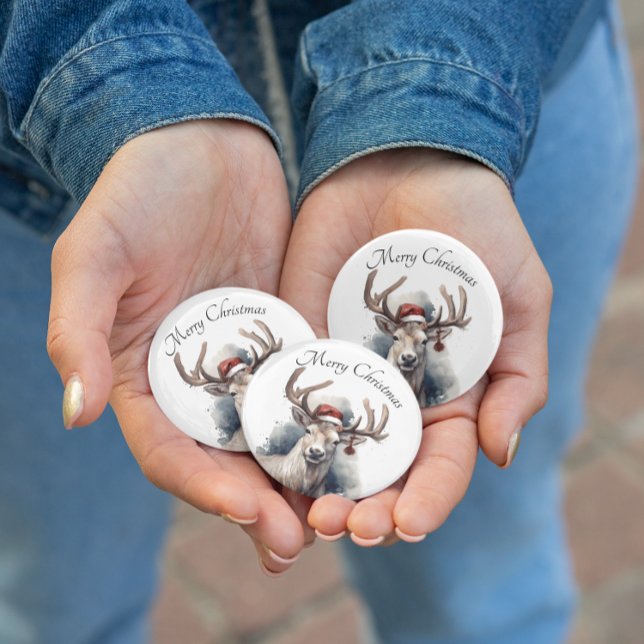 Rustic Reindeer Christmas, custom Button (Creator Uploaded)