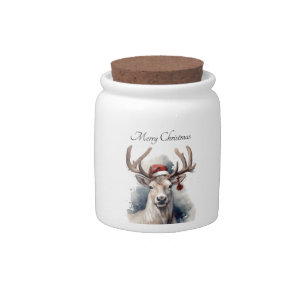 Rustic Reindeer Christmas, custom Candy Jar