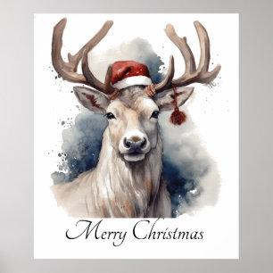 Rustic Reindeer Christmas, custom Poster
