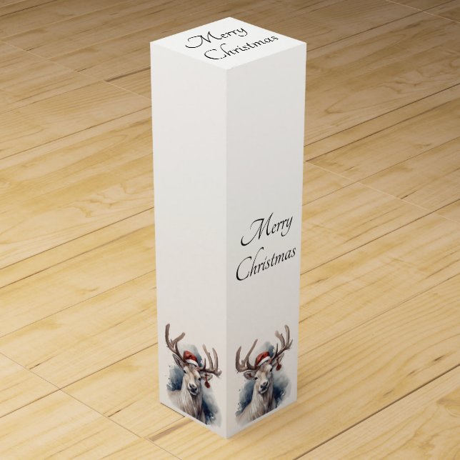 Rustic Reindeer Christmas, custom Wine Box (Front)