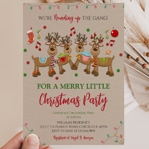 Rustic Reindeer Christmas Party Invitation