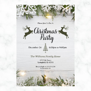 Rustic Reindeer Christmas Party Invitation