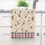 Rustic Reindeer Farmhouse Family Name Monogram Kitchen Towel<br><div class="desc">Featuring initial monogram along with a last name and established date, and beautiful farmhouse plaid. Add your custom wording to this design by using the "Edit this design template" boxes on the right-hand side of the item or click the blue "Customize it" button to arrange the text, change the fonts...</div>