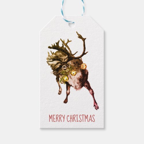 Rustic Reindeer Sleigh Bells Santas Helper   Gift Tags