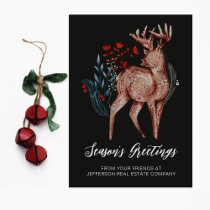 Rustic Reindeer Wreath Nordic Folk Business Holiday Card