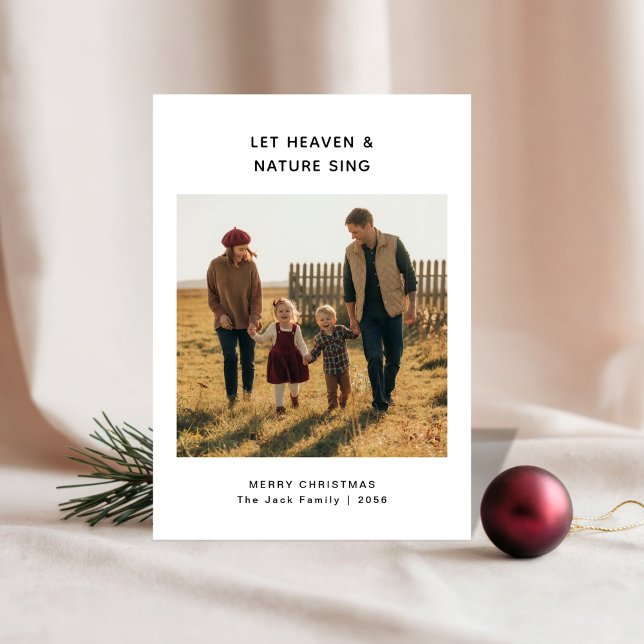 Rustic Religious Let Heaven & Nature Sing Family Holiday Card (Creator Uploaded)