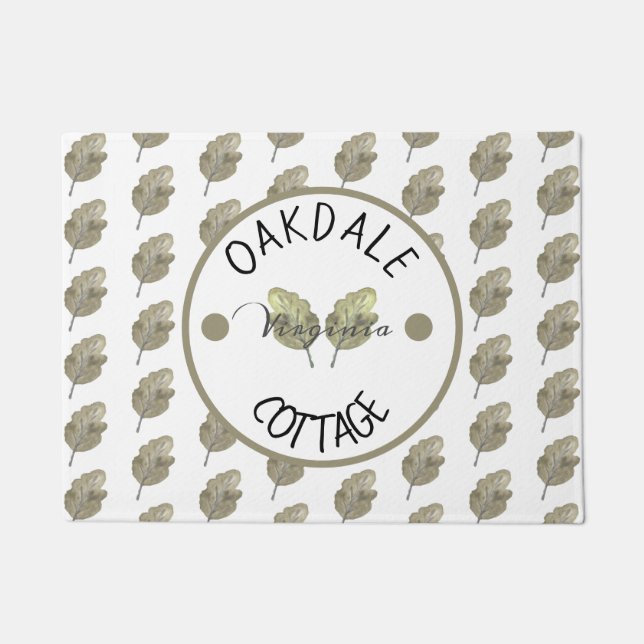 Rustic Rental Cabin Cottage Botanical Leaves Doormat (Front)