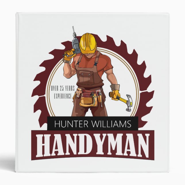 Rustic Repairman Construction Handyman Modern 3 Ring Binder (Front)