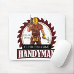 Rustic Repairman Construction Handyman Modern Mouse Pad<br><div class="desc">Introducing the Rustic Repairman Construction Handyman Modern Mousepad, the perfect way to show off your expertise and quality of work! With its bold animated logo, featuring a handyman in overalls, a hard helmet and tool belt – plus the reassuringly professional word ‘handyman’, in sturdy serif font – and personalise with...</div>