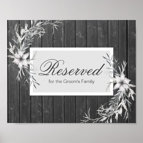 Rustic Reserved for Grooms Family wedding sign