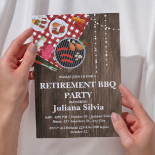 Rustic Retirement BBQ Party  Invitation
