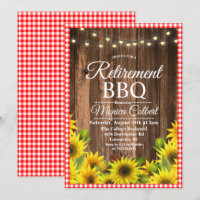 Rustic Retirement BBQ Sunflower Invitation