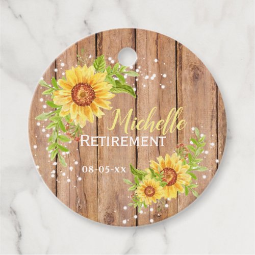 Rustic Retirement Floral Yellow Sunflower Favor Tags