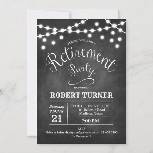 Rustic Retirement Party Chalkboard Invitation