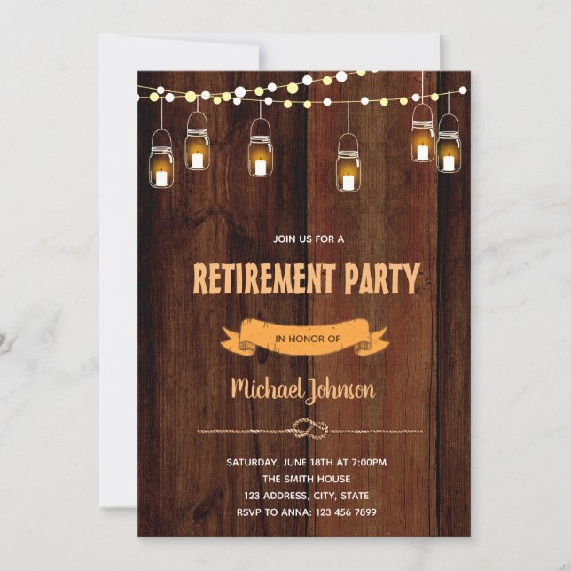 Rustic retirement party invitation (Front)