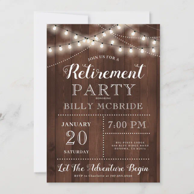 Rustic Retirement Party Invitation 