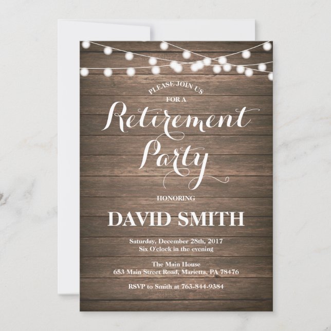 Rustic Retirement Party Invitation Card (Front)