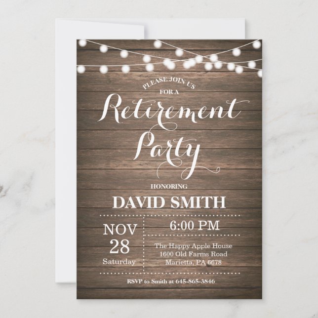Rustic Retirement Party Invitation Card (Front)
