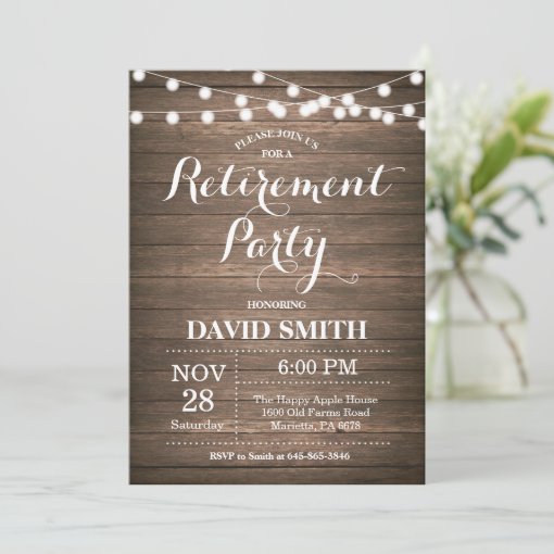 Rustic Retirement Party Invitation Card | Zazzle