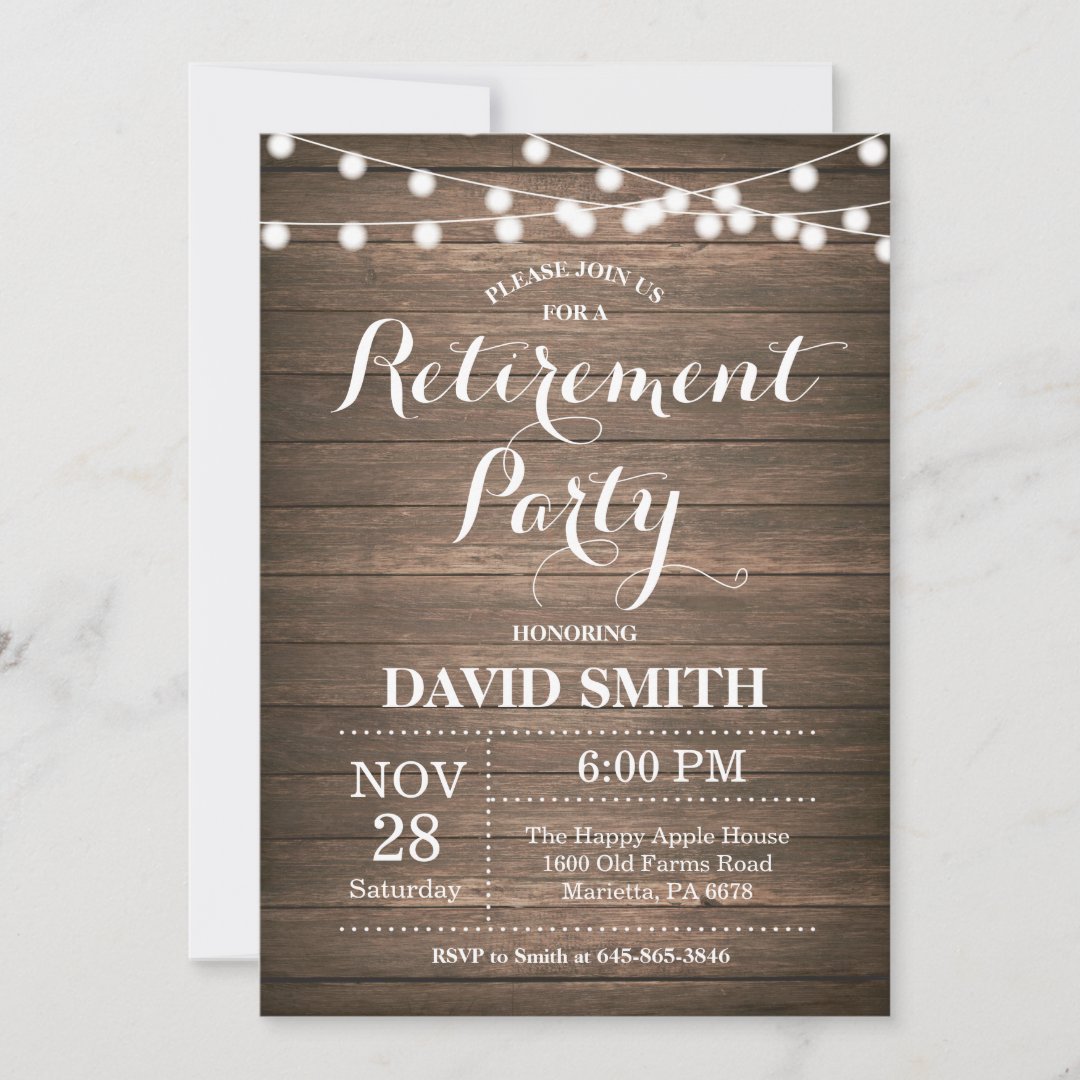 Rustic Retirement Party Invitation Card | Zazzle