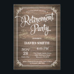 Rustic Retirement Party Invitation Card Wood<br><div class="desc">Rustic Retirement Party Invitation Card with Rustic Wood Background. Vintage Retro Country. For further customization,  please click the "Customize it" button and use our design tool to modify this template.</div>