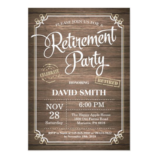 rustic retirement party invitation card wood zazzle com retirement party card