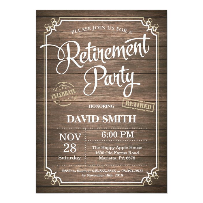 Rustic Retirement Party Invitation Card Wood Zazzle Rustic Retirement Party Invitation Card