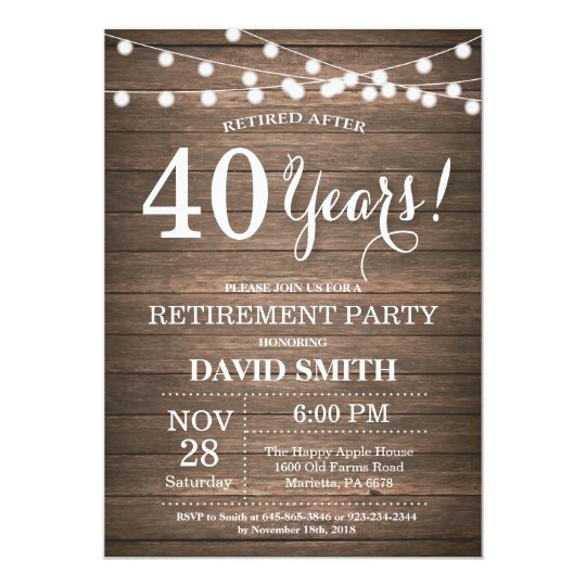 Rustic Retirement Party Invitation Card Wood | Zazzle.com