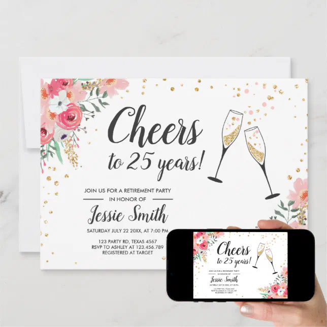 Rustic Retirement Party Invitation Floral | Zazzle