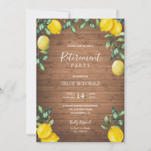 Rustic Retirement Party invitation with lemons
