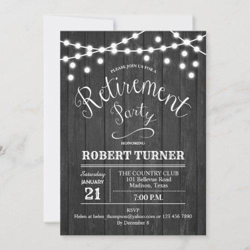 Rustic Retirement Party Wood Gray Invitation