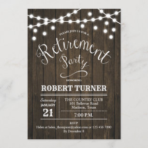 Rustic Retirement Party Wood Pattern Invitation