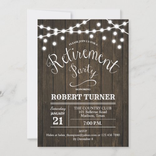 Rustic Retirement Party Wood Pattern Invitation